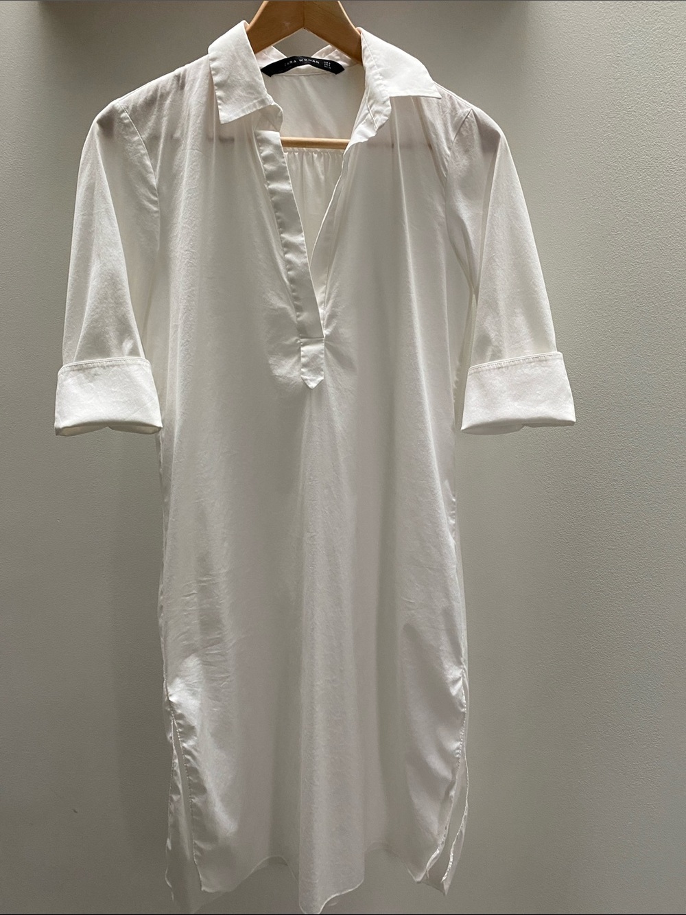Zara White Collared Tunic Dress
